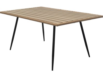 Stůl zahradní 160x95x74, kov s umělým ratanem, deska polywood AZ-F1407 NAT