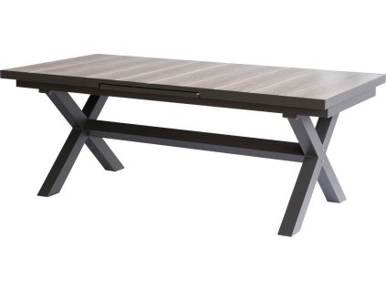 Stůl zahradní rozkládací, keramická deska v dekoru dub 200+60x100x77 cm, hliníková konstrukce AZT-G1920 GREY