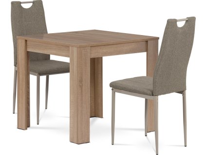 Jídelní set 1+2, stůl 80x80 cm, MDF dub sonoma, židle cappuccino látka a lak B080SONDCL393CAP