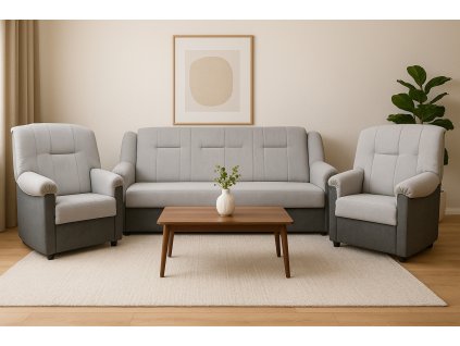 Sedací souprava Panda 3+1+1 Aston 15/17 sv.šedá/tm.šedá