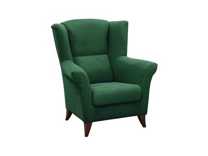 KENTAKUS - křeslo, látka Kronos 19 TMAVĚ ZELENÁ/nožky Ořech, NOSNOST 120KG(KENT=1 BALÍK)(IZ)(K250)NOVÁ LÁTKA