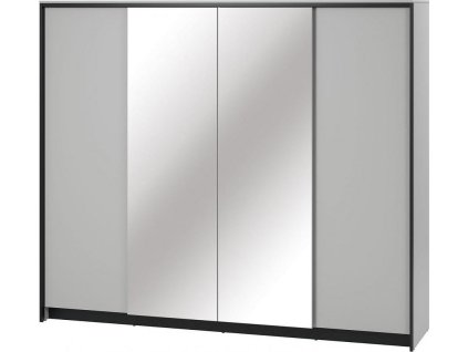 Šatní skříň 4D s LED SAVONA barva šedá/černá