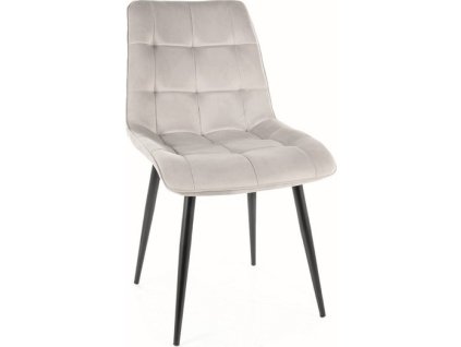 CHICAGO VELVET -  jídelní židle látka SVĚTLE ŠEDÁ Bluvel 03/nohy ČERNÝ KOV (CHICVCJSZ) (S) (K150-E)