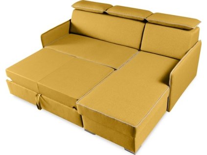 ORFA ELIRIA -UNI - rohová sedací souprava, látka HOŘČICOVÁ Kronos 1/ polštáře  Paros 1 -smetanová -(FIT) kolekce "MP" ***výprodej