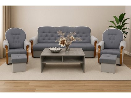 Sedací souprava Petra 3F+1+1+2T tmavě šedá/světle šedá