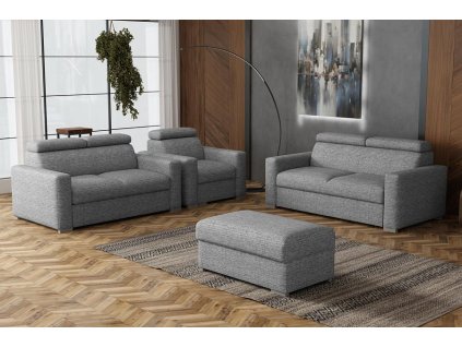 Sedací souprava Petrit 3+2+1+taburet Aragon šedá