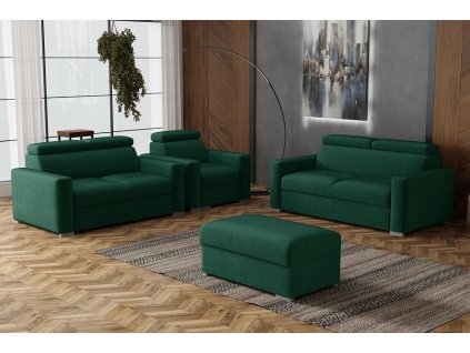 Sedací souprava Petrit 3+2+1+taburet Kronos zelená