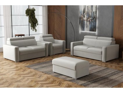 Sedací souprava Petrit 3+2+1+taburet Paros světle šedá