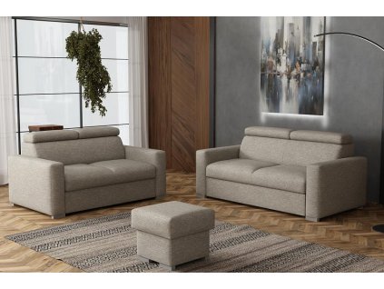 Sedací souprava Petrit 3+2+taburet Aragon hnědošedá