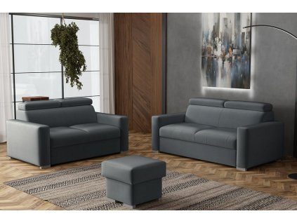 Sedací souprava Petrit 3+2+taburet Paros tmavě šedá