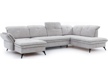 MIRELA NEW OSBL+3F+OSP - (MASSIMO-U-XL) sedací souprava , látka SVĚTLE ŠEDÁ MISTERIO 82 /paspule grafitová Riviéra 96 nohy A-černá-kolekce (ST) - "STA" (K250-Z) NOVÁ LÁTKA