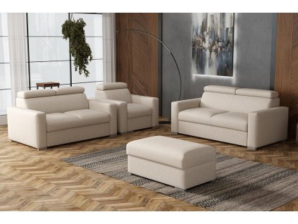 Sedací souprava Petrit 3+2+1+taburet Aragon béžová