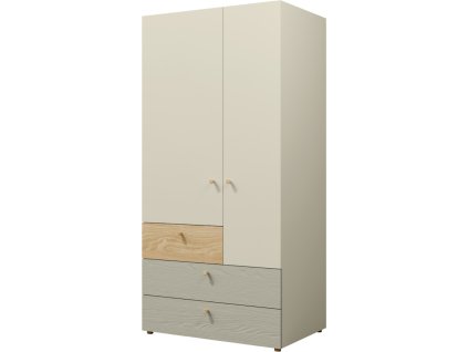 Skříň Yuva R2 béžová/dub/eukalyptus