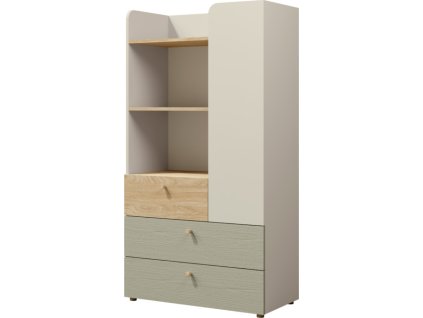 Knihovna Yuva R6 béžová/dub/eukalyptus