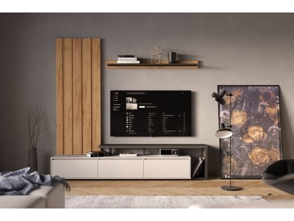 KAROLÍNA - byt. stěna lamino DUB KRAFT ZLATÝ/ANTRACIT TMAVÝ/LIGH ANTRACIT(KLER-CLAIRE -Ashy/Anthracite/Anthracite= 3 balíky)(UG) (K150) NOVINKA