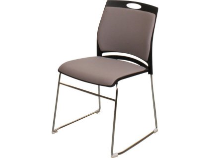 Židle plast černá, čal.šedá,kov JASON (Z613 Barva Plast černý, látka hnědá)