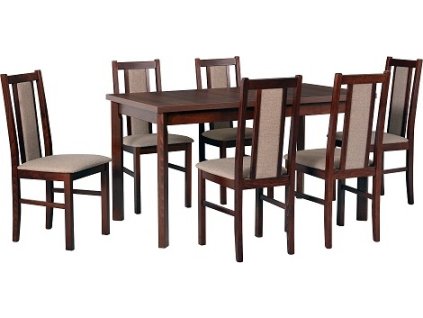 MILENIUM 2 - jídelní set stůl+6 židlí (Modena 1P+Boss 14 ) ořech/ NOVÁ látka sv.hnědá č.11B-Neve 13 - kolekce "DRE" (DM) (K150)
