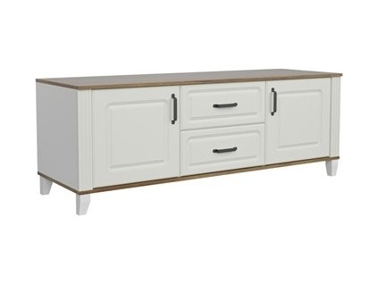 KENDY NEW - TV stolek 2D2S - 001, lamino bílá alpská/dub sterling/bílá mat MDF (KANDY 001 RTV2D2S - 4 BALÍKY) (UG) (K150) NOVINKA