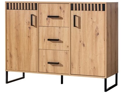 LINCOLN 5 - KOMODA č. 5 (LAMELIX 5=3BALÍKY) - dub artisan/duba artisan lamely/černá (DO) (K150-Z) NOVINKA