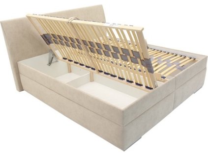 LEONA 2 (LIPARI 2= 3BALÍKY) dvoulůžko 180x200 ,výklopné rošty z boku, bez matrací, látka BÍLÁ KÁVA CD04(cloud 03) ,noha stříbrná kolekce "FN" (K250) NOVÁ LÁTKA