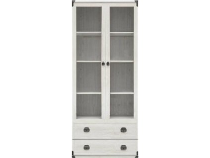 INDIANA II NEW - Vitrína JWIT 2W2S/80, lamino borovice bílá (MONTANA 015 JWIT 2D2S/80 - 4 BALÍKY )(UG) (K150) NOVINKA