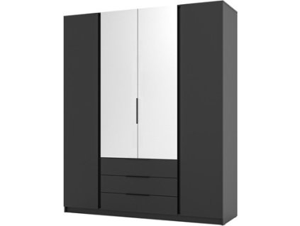 KAMARO 2D-2W-3S  - skříň čtyřdvéřová se 3 šuplíky a zrcadly uprostřed - černá/černá (KAJA BL/BL 2F2LUSTRO3S) "LP" (K150-Z) NOVINKA