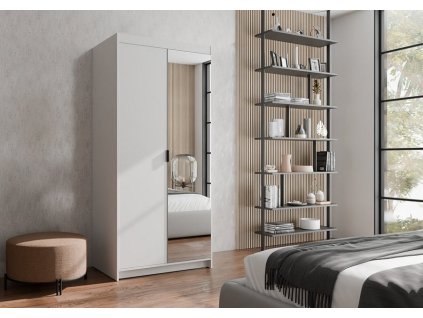 EVERLY 1D1L - skříň s 1 ZRCADLEM BEZ NÁDSTAVCE - Bílá (ELENA WH02-2D1L) "LP" (K150-Z)