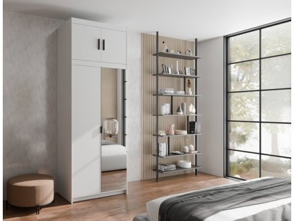 EVERLY 1D1LN - skříň s 1 ZRCADLEM a S NÁDSTAVCEM - Bílá (ELENA WH02-2D1L+NAEL WH02) "LP" (K150-Z)