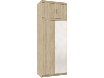 EVERLY 1D1LN - skříň s 1 ZRCADLEM a S NÁDSTAVCEM - Dub sonoma (ELENA SO02-2D1L+NAEL SO02) "LP" (K150-Z)