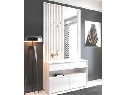 DANIELA - předsíň komplet, lamino JASAN BÍLÝ (DELHI 001+KOM2D 002= 4BAL) (UG) (K150) NOVINKA