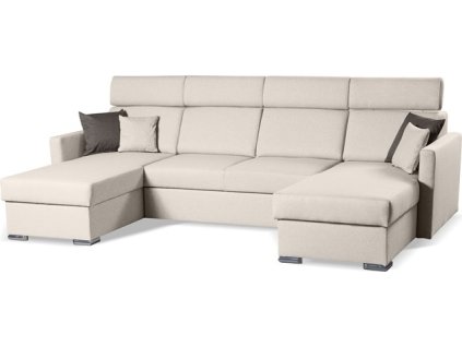 SANTORINI U - OTT2OTT, sedací souprava UNI - látka hnědá WIND 11 / polštářky WIND 28 čokoládová (SLIM U - OTT2OT) kolekce "MP" (K250-Z) NOVINKA