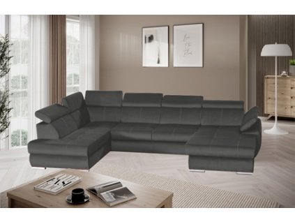 BASTIEN U - LEVÁ rohová sedací souprava - látka TMAVĚ ŠEDÁ Sereno 694 (BOSTON U=3balíky) kolekce "MP" (K250) NOVINKA
