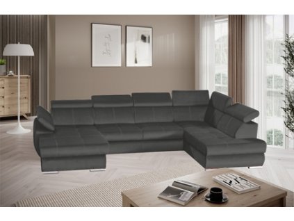 BASTIEN U - PRAVÁ rohová sedací souprava - látka TMAVĚ ŠEDÁ Sereno 694 (BOSTON U=3balíky) kolekce "MP" (K250) NOVINKA