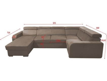 ELIZA U - Pravá - sedací souprava látka MANILA 03 - šedobéžová (PANORAMIC BOTM+2F+Rr+1B) - kolekce "E" (D) (K250) novinka