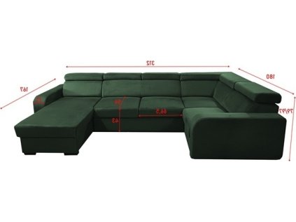 ELIZA U - Pravá - sedací souprava látka MANILA 35 - tmavě zelená (PANORAMIC BOTM+2F+Rr+1B) -  (D) (K250) NOVINKA