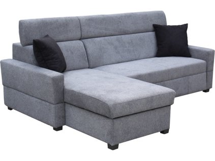 GAPPA NEW - UNI- rohová sedací souprava, látka ŠEDÁ - ARAGON 93/polštářky ARAGON 99 černá  -( =3balíky)(FE) (K250)NOVINKA