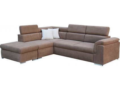 BORGO Pravá - sedací souprava látka CELÁ hnědá CURIO 20/ polštářky CURIO 09 béžová - kolekce "E" (FE) (3BALÍKY) (K250) NOVÁ LÁTKA