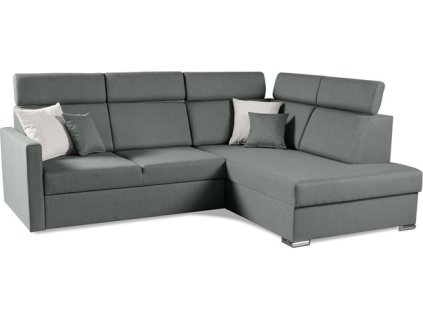 SANTORINI XL - PRAVÁ rohová sedací souprava - látka tm. šedá WIND 89 / polštářky WIND 84 sv. šedá (SLIM XL) kolekce "MP" (K250) NOVINKA