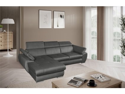 BASTIEN MINI - LEVÁ rohová sedací souprava - látka TMAVĚ ŠEDÁ Sereno 694 (BOSTON L=2balíky) kolekce "MP" (K250) NOVINKA