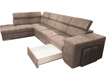 MAGNOLIE MAXI Levá - sedací souprava látka SIERRA 744 - světle hnědá (MAGNUM=W1A2F1PB=4BALÍKY) - (D) (K250) NOVINKA