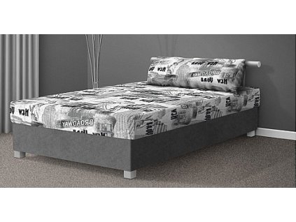 Postel OMAR 120cm, s matrací, s roštem a s úložným prostorem (Varianta krémová / mega 44)