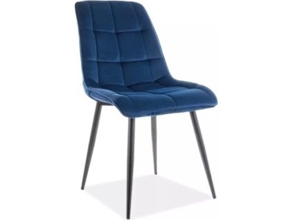 CHICAGO VELVET -  jídelní židle,  látka TMAVĚ MODRÁ Bluvel 86 / noha černá (CHICVCGR) (S) (K150-E)