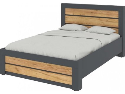 Postel, 140 x 200 cm "NEW SYSTEM" (Barva antracit + bílá)