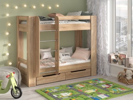 Patrová postel DUET-3, 70 x 190 cm, se zásuvkami (Barva antracit)