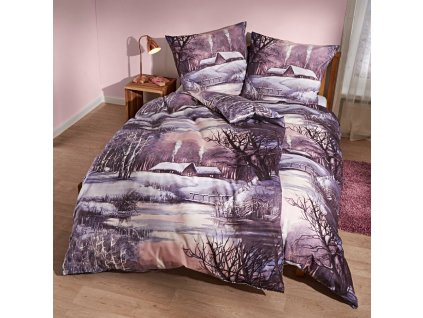 Povlečení na jednolůžko Zimní krajina (Velikost 80x80 cm + 135x200 cm)