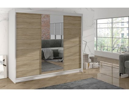 Skříň Debora I 200 - bílá/dub sonoma