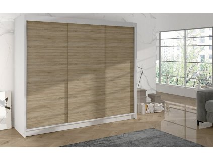 Skříň Debora II 200 - bílá/dub sonoma