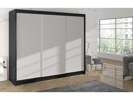 Skříň Debora II 200 - černá/bílá