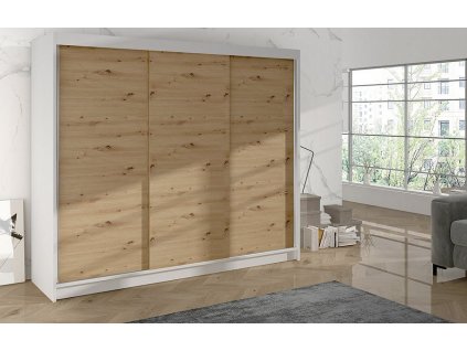 Skříň Debora II 200 - bílá/dub artisan