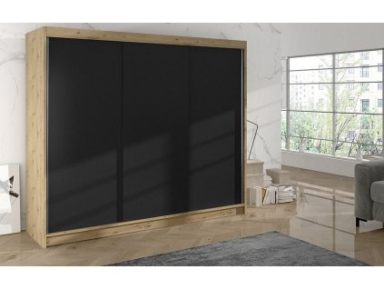 Skříň Debora II 200 - dub artisan/černá